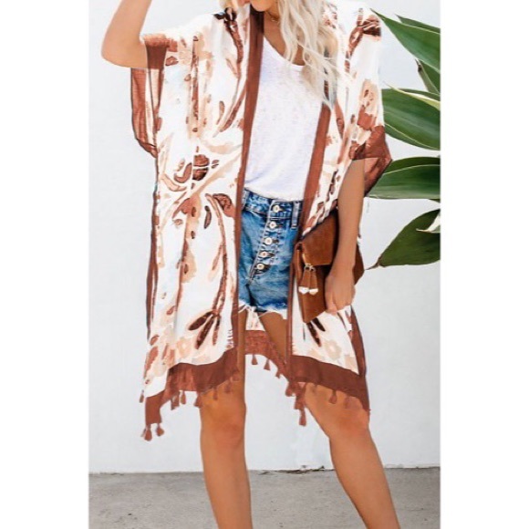 Orange Floral Kimono - M/L - Picture 3 of 3